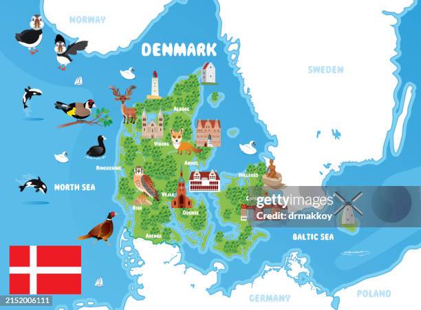 Denmark Travel Maps High-Res Vector Graphic