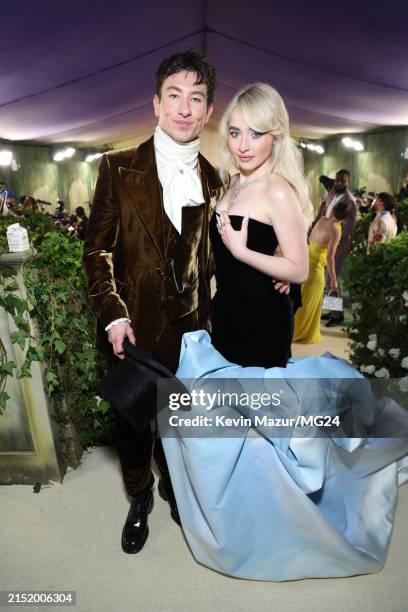 Barry Keoghan and Sabrina Carpenter attend The 2024 Met Gala Celebrating "Sleeping Beauties: Reawakening Fashion" at The Metropolitan Museum of Art...