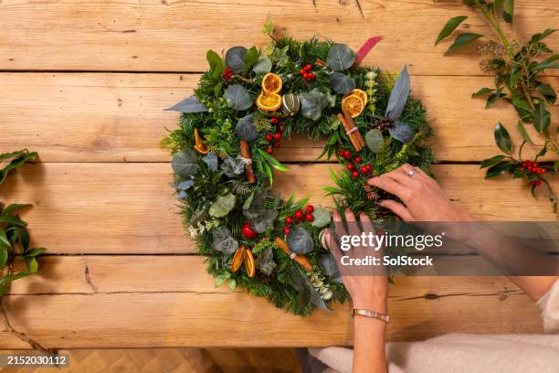 expertise in crafting - wreath stock pictures, royalty-free photos & images