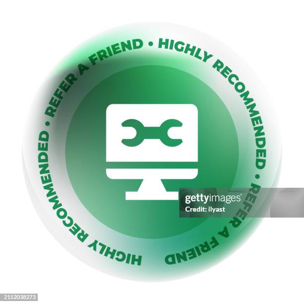 glass badge design with hardware support icon - pc logo stock illustrations