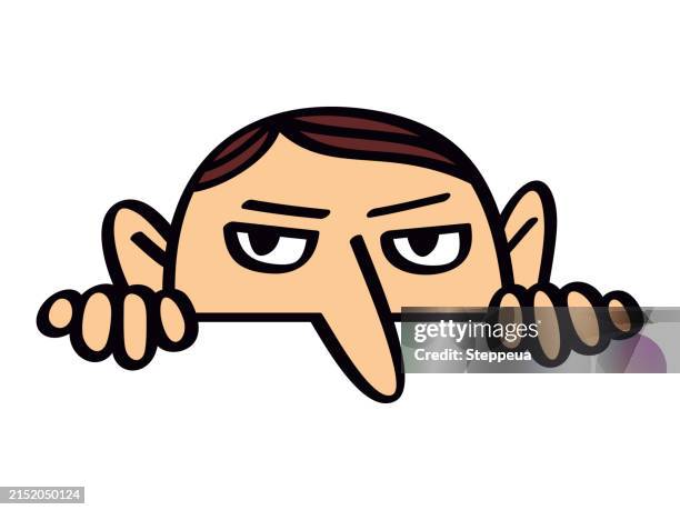 peeking man - suspicion stock illustrations