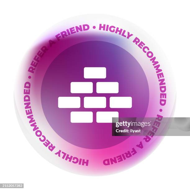 glass badge design with wall icon - laying bricks stock illustrations