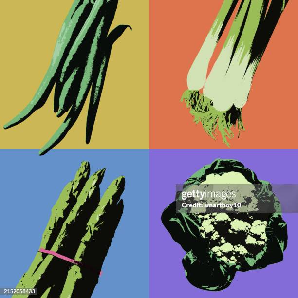 fresh vegetables - string beans stock illustrations