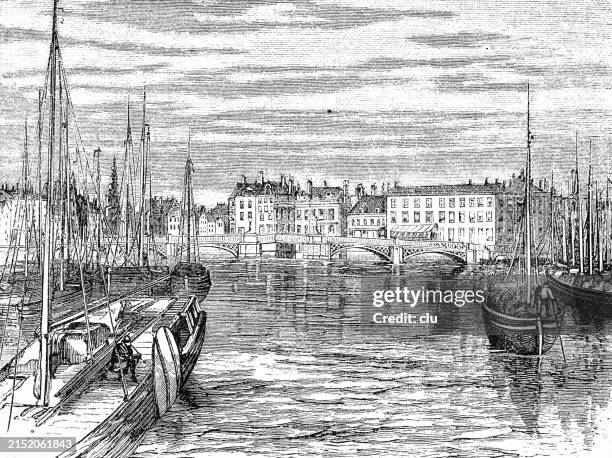 amsterdam, the amstel - amstel river stock illustrations