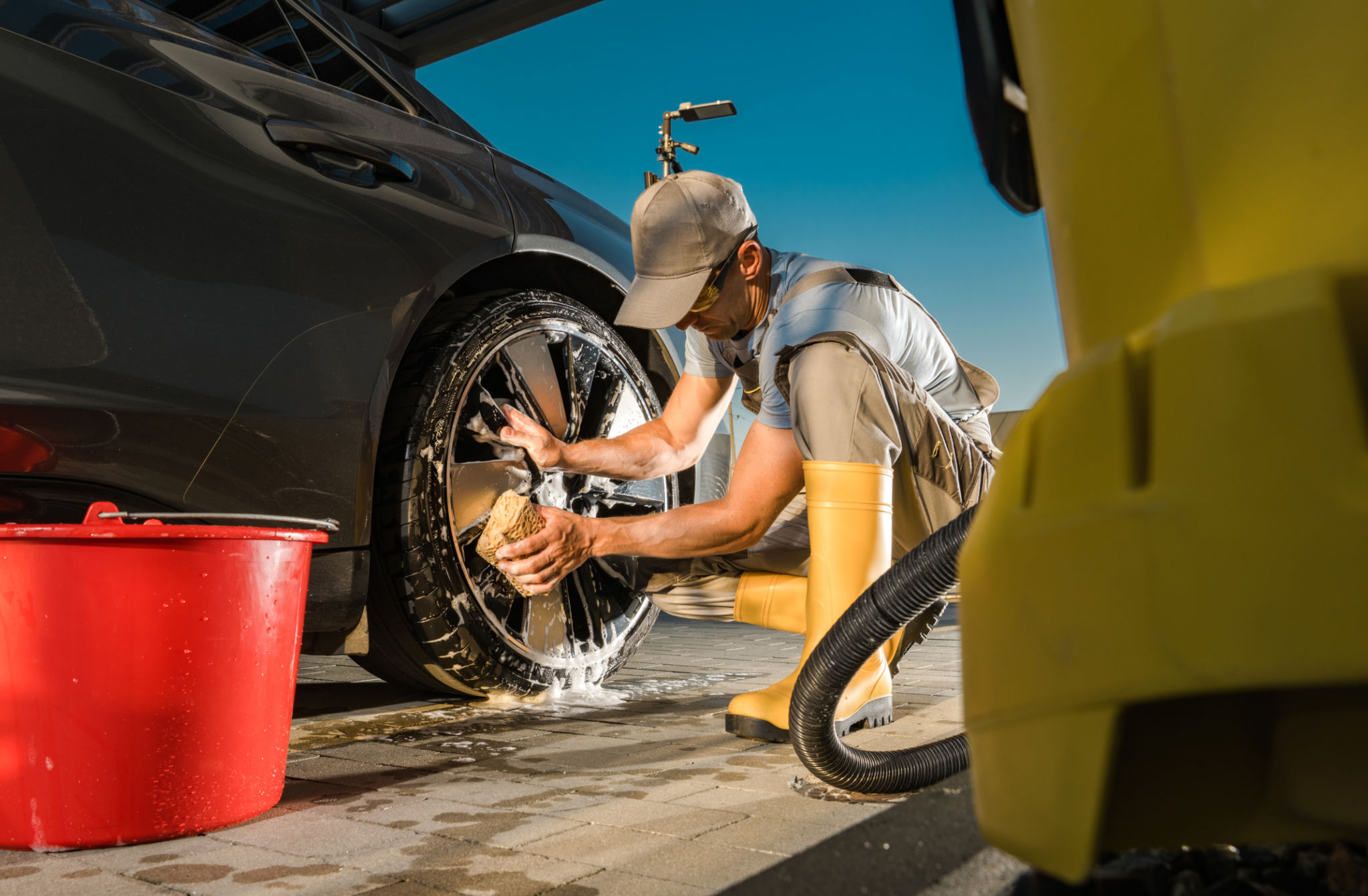hand washing car