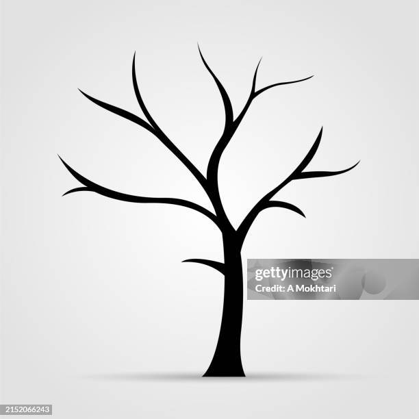 stockillustraties, clipart, cartoons en iconen met tree without foliage. - kale boom