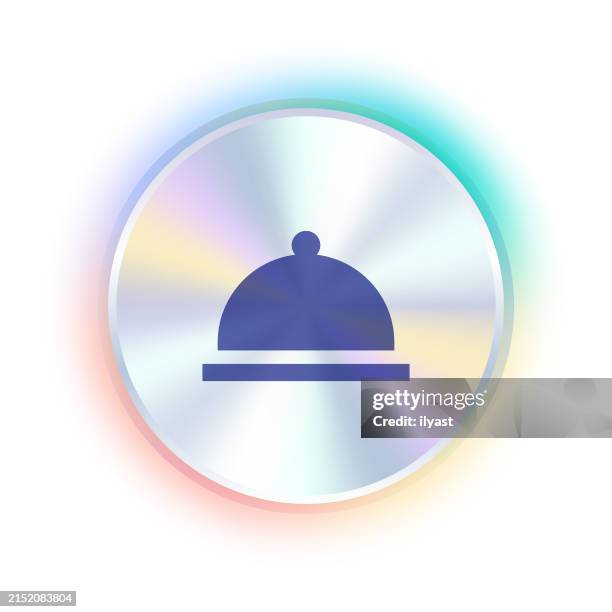 hologram sticker design with banquet server icon - five star dining stock illustrations