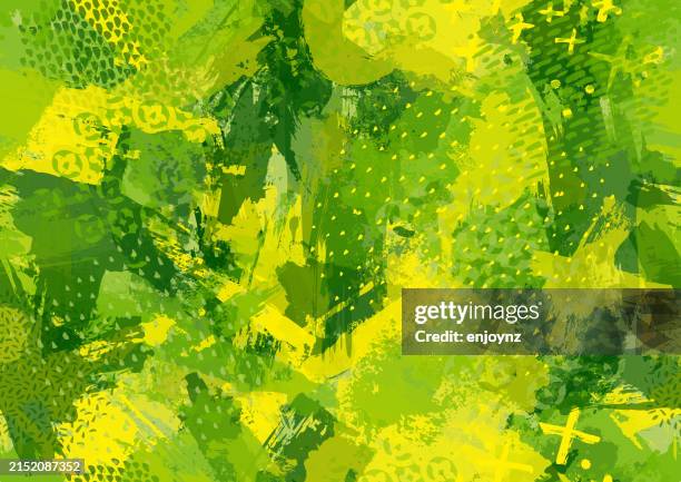 nahtloser grüner grunge-pinselstrich-hintergrund - mosaikstückchen stock-grafiken, -clipart, -cartoons und -symbole