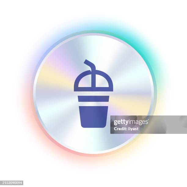 hologram sticker design with milkshake icon - drinking milkshake stock illustrations