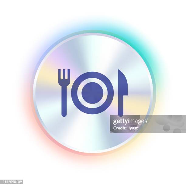 hologram sticker design with dinner icon - breakfast table setting stock illustrations