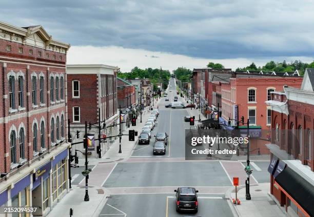 the streets of napanee ontario canada, with many shops next to them - napanee stock pictures, royalty-free photos & images