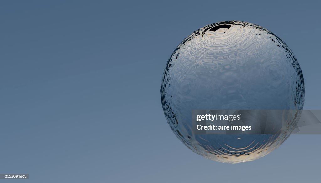 Water Sphere Rendered Front View Of A Circular Sphere Of Water Levitating In A ...