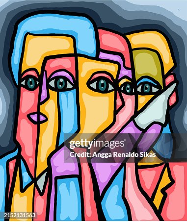 Pluralism People Colorful Cubism Abstract Art High-Res Vector Graphic ...