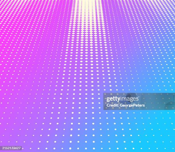 dot halftone pattern background with diminishing perspective - light ray overlay stock illustrations