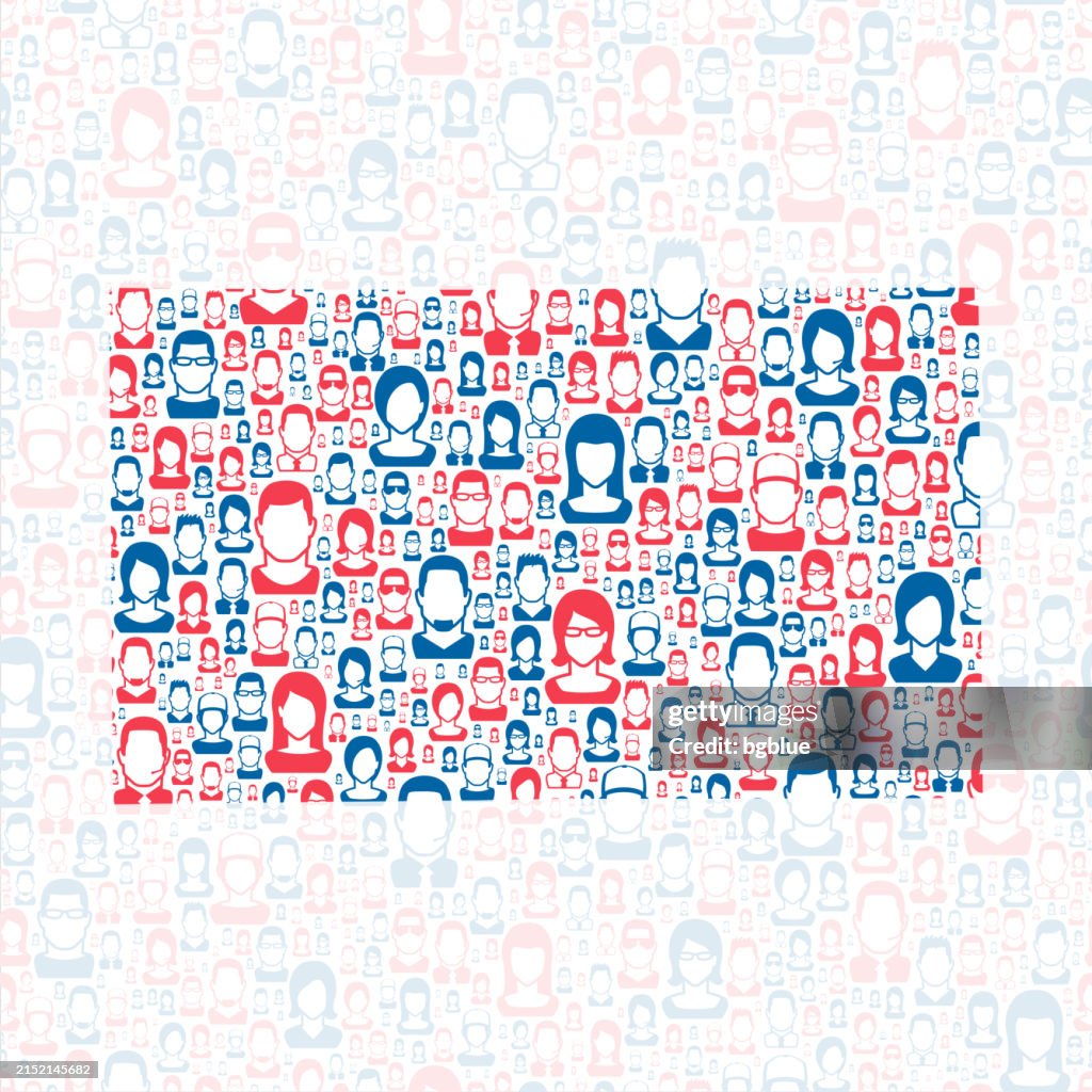 Gillespie County, Texas. Map with blue and red People