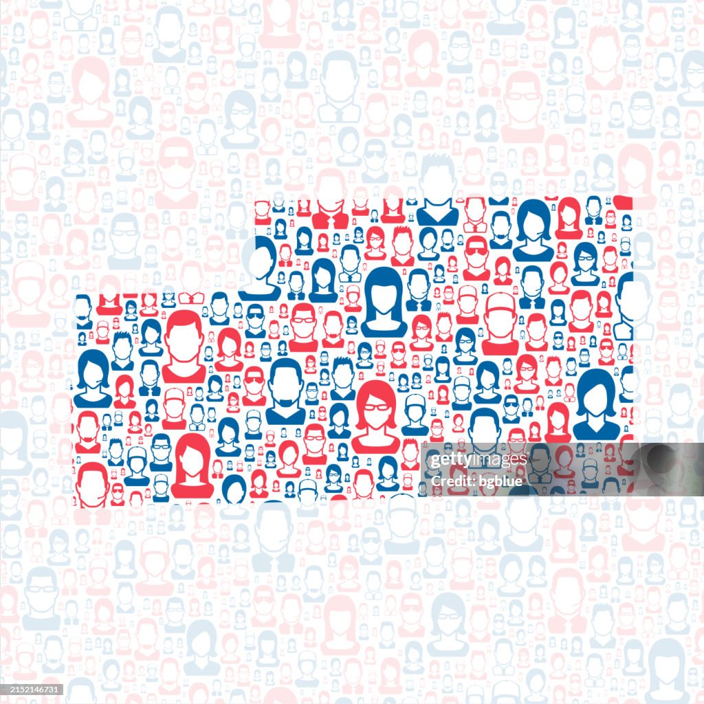 Kankakee County, Illinois. Map with blue and red People