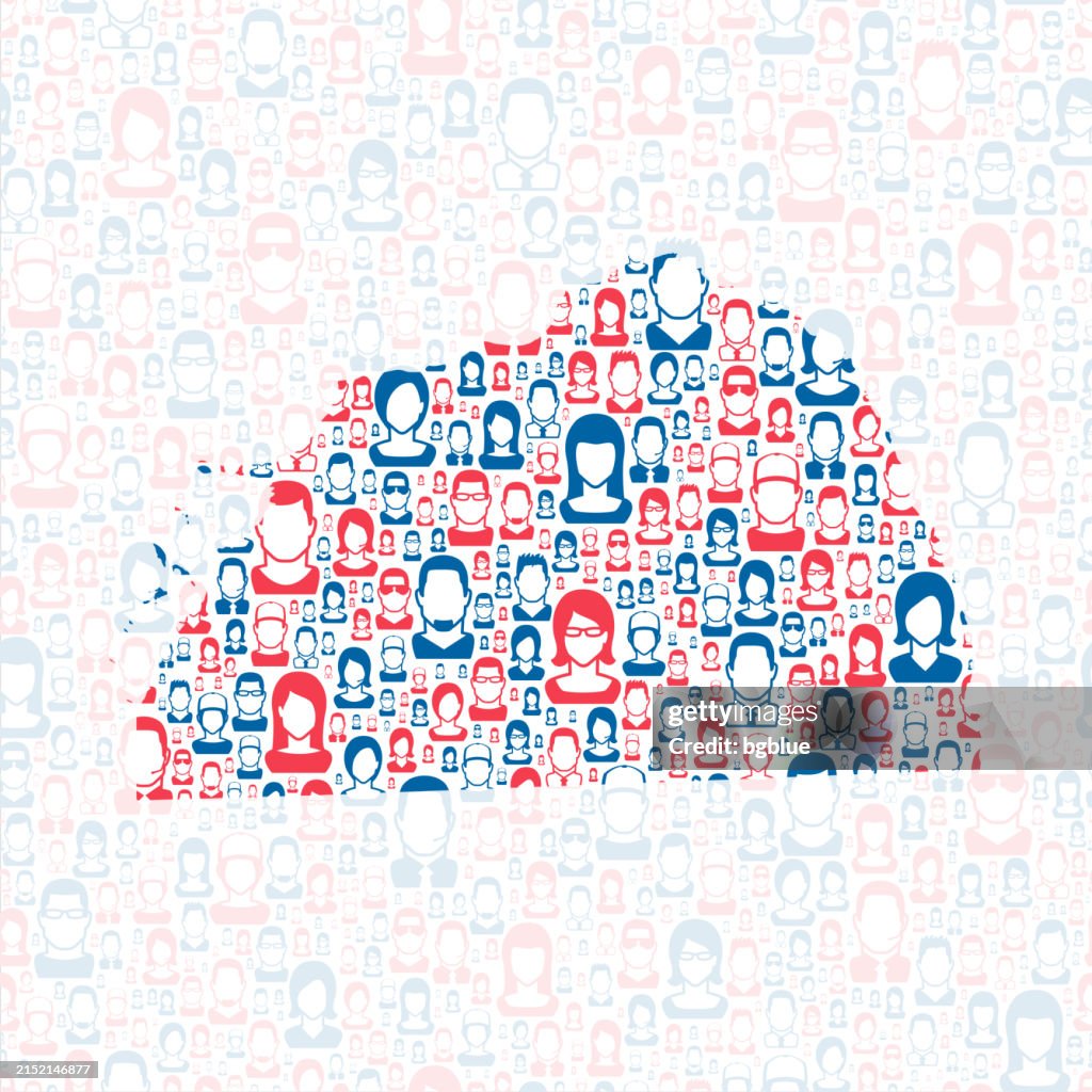 Huron County, Michigan. Map with blue and red People