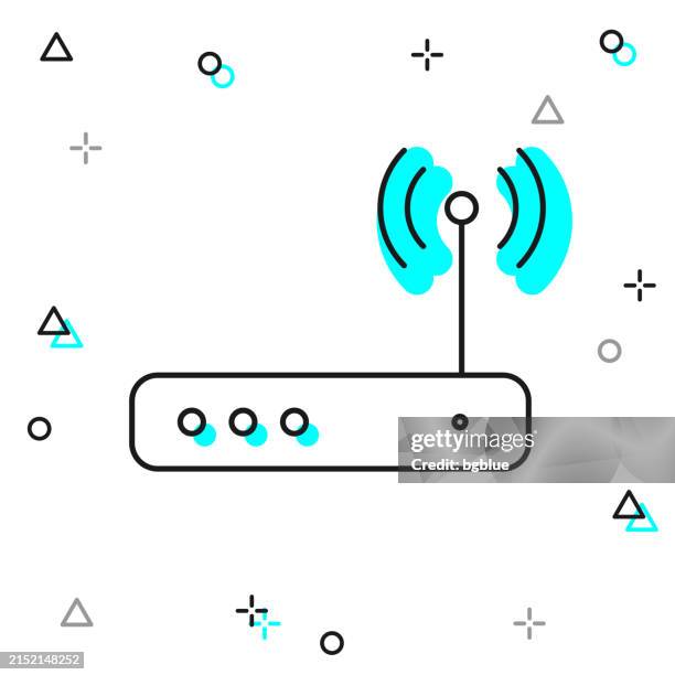 wifi router. line icon on white background - fiber optic cable white stock illustrations