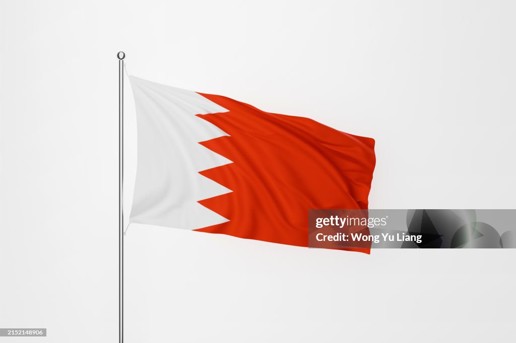 Bahrain Flag on white background