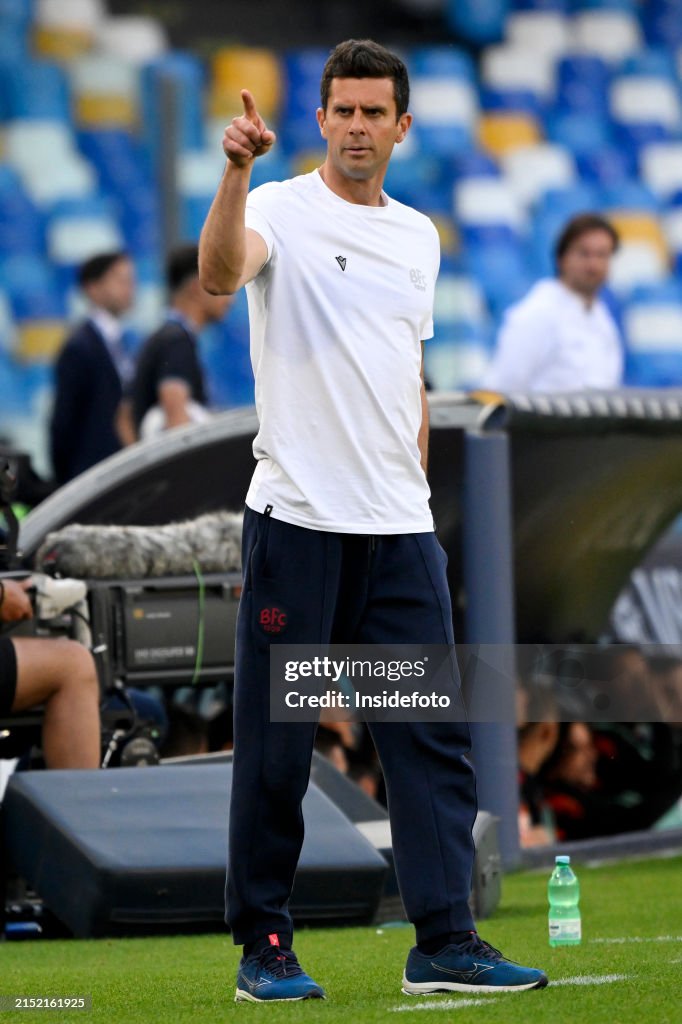 Thiago Motta, head coach of Bologna FC, gestures during the...