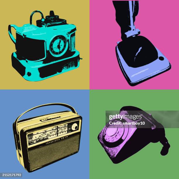 retro domestic appliances - old toaster stock illustrations
