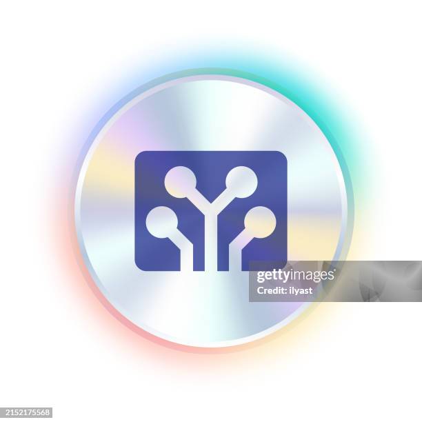 hologram sticker design with circuit board icon - silicon stock illustrations