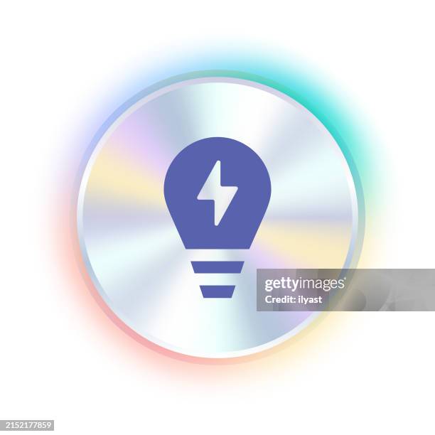 hologram sticker design with efficient energy use icon - changing energy efficient lightbulb stock illustrations