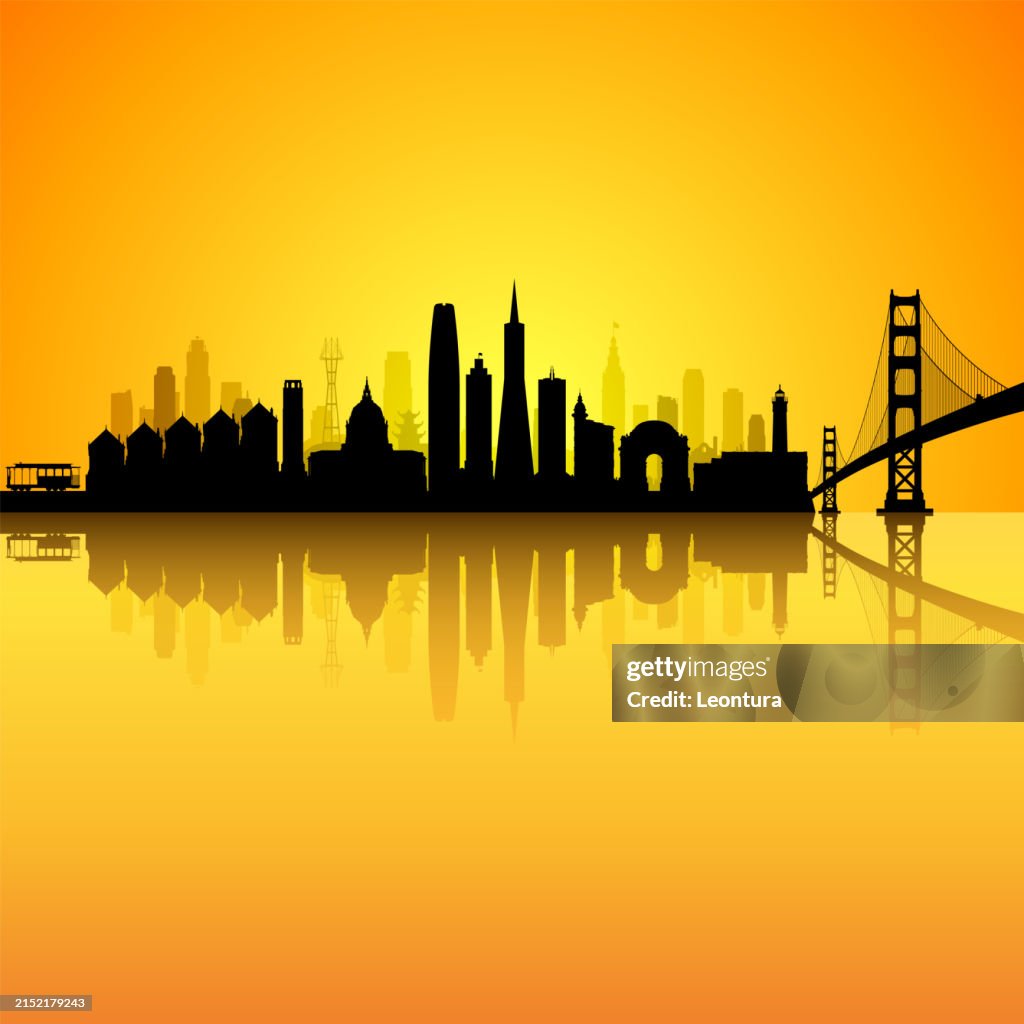 San Francisco Skyline Silhouette (All Buildings are Complete and Moveable)
