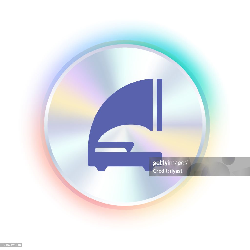Hologram Sticker Design with Gramaphone Icon