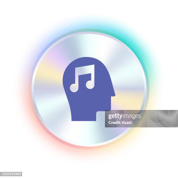 hologram sticker design with composer icon - performing arts event stock illustrations