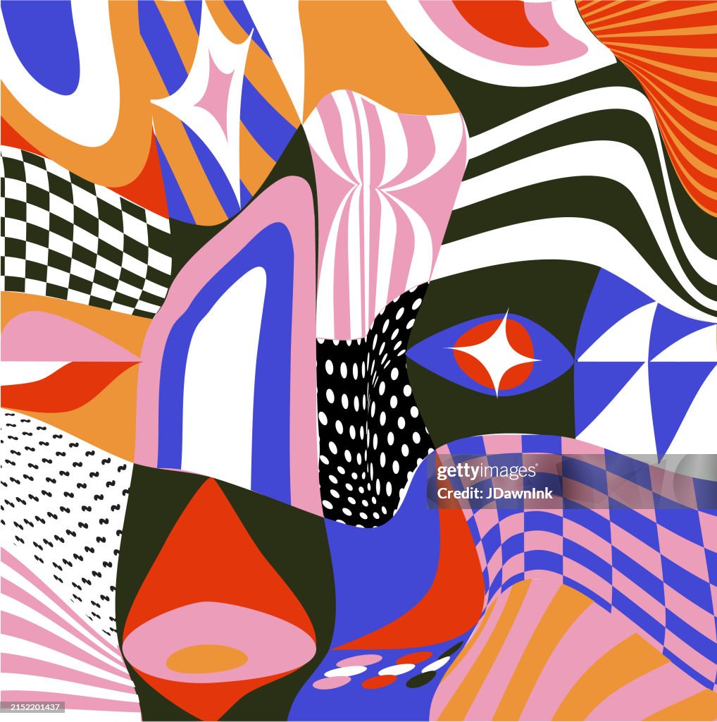 Retro 2000s Y2k Background With Distorted Abstract Shapes And Patterns ...