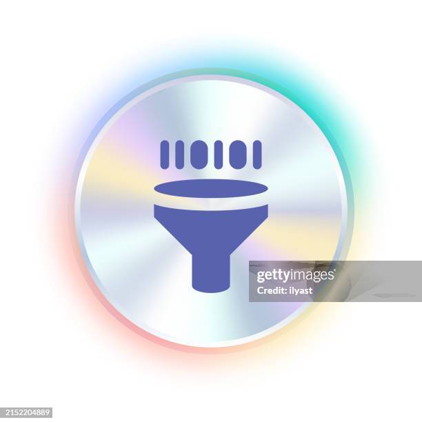 hologram sticker design with data filter icon - process funnel infographic stock illustrations