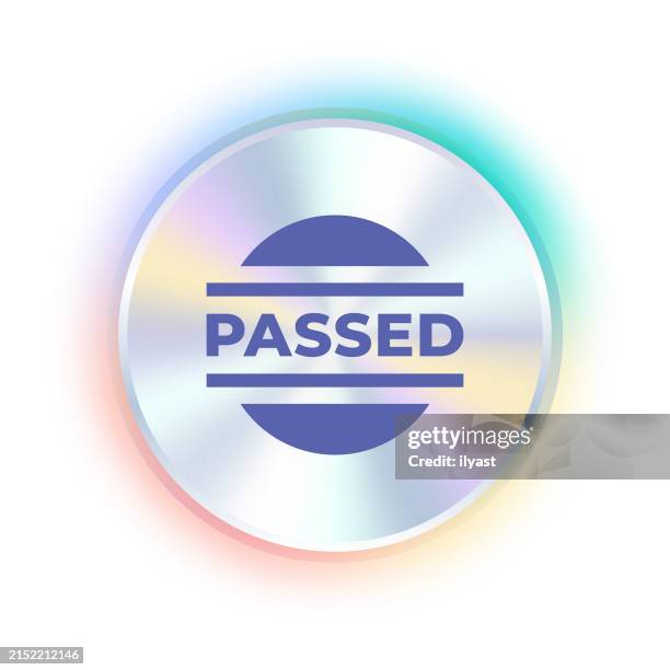hologram sticker design with quality pass icon - pass stamp stock illustrations