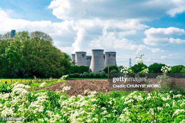 view of power plant at drax power station - biomass renewable energy source stock pictures, royalty-free photos & images