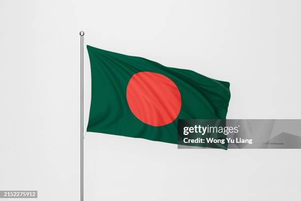 bangladesh flag on white background - flag of bangladesh stock pictures, royalty-free photos & images