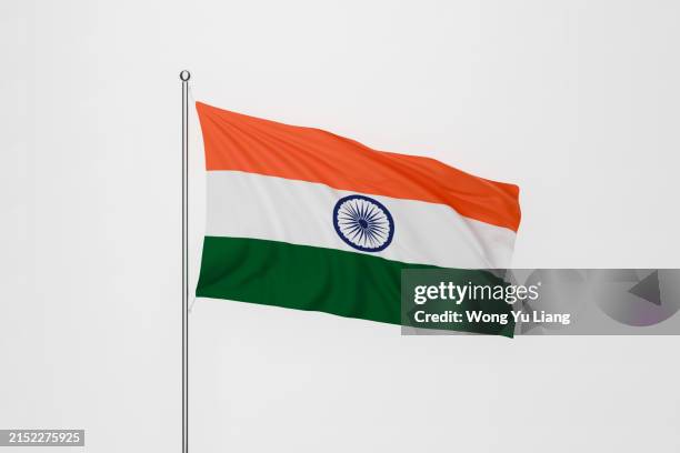 india flag on white background - national flag of india stock pictures, royalty-free photos & images