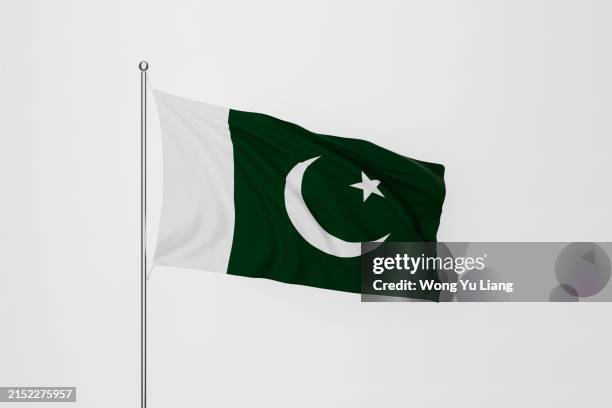pakistan flag on white background - pakistani flag stock pictures, royalty-free photos & images