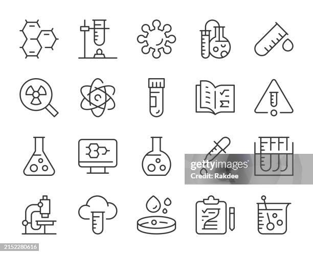 chemie - lichtlinien-icons - destillation stock-grafiken, -clipart, -cartoons und -symbole