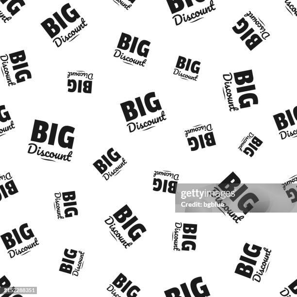 big discount. seamless pattern. icons on white background - large purchase stock illustrations