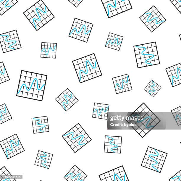 curve chart. seamless pattern. line icons on white background - graph wave lines stock illustrations