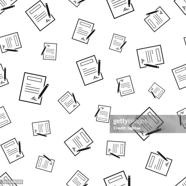 contract. seamless pattern. icons on white background - notary stock illustrations