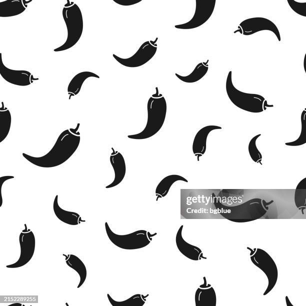 chilischote. nahtloses muster. symbole auf weißem hintergrund - chili schote stock-grafiken, -clipart, -cartoons und -symbole