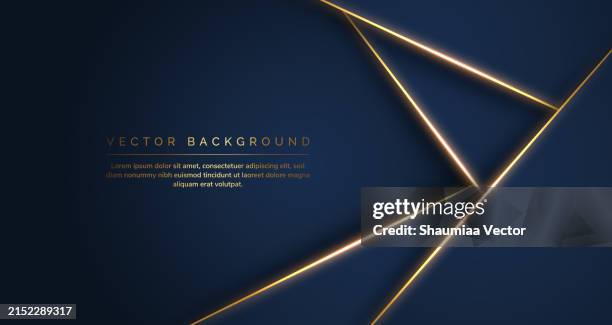 dark blue purple and gold luxury line overlap layered abstract background, with lighting effect and sparkle with copy space for text - vip invitation stock illustrations