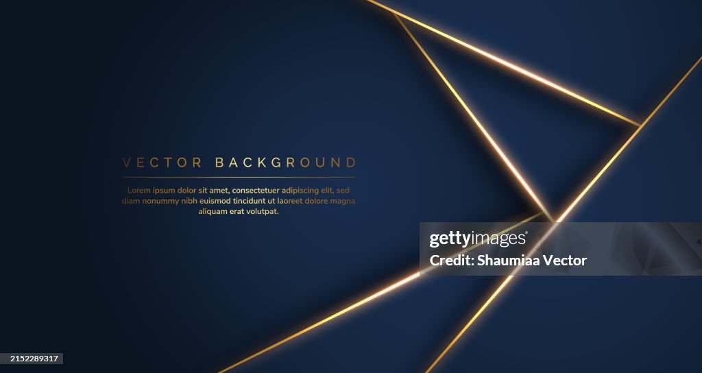 Dark blue purple and gold luxury line overlap layered abstract background, with lighting effect and sparkle with copy space for text