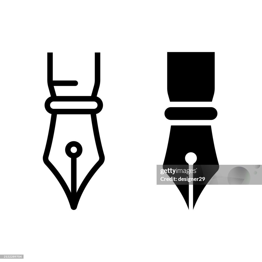 Diseño vectorial de icono de pluma estilográfica.