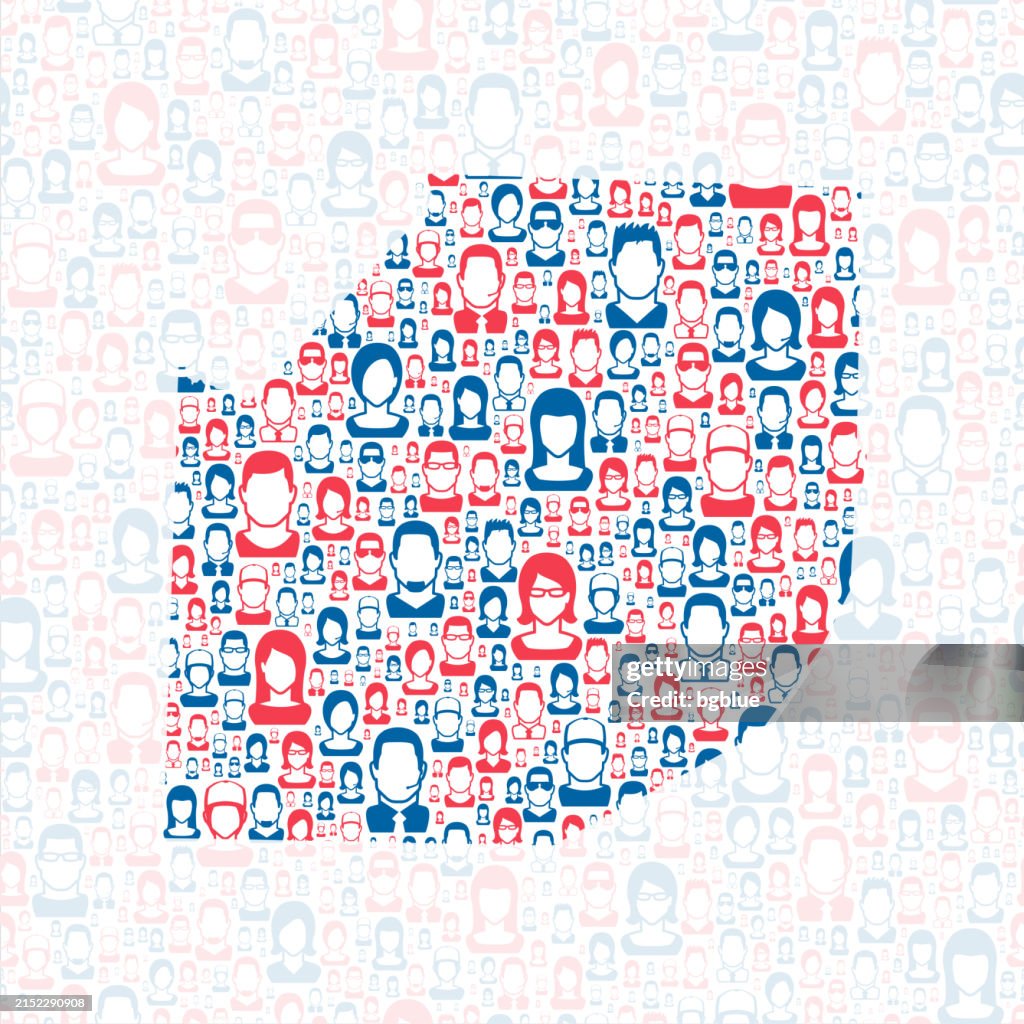 Madison County, Tennessee. Map with blue and red People