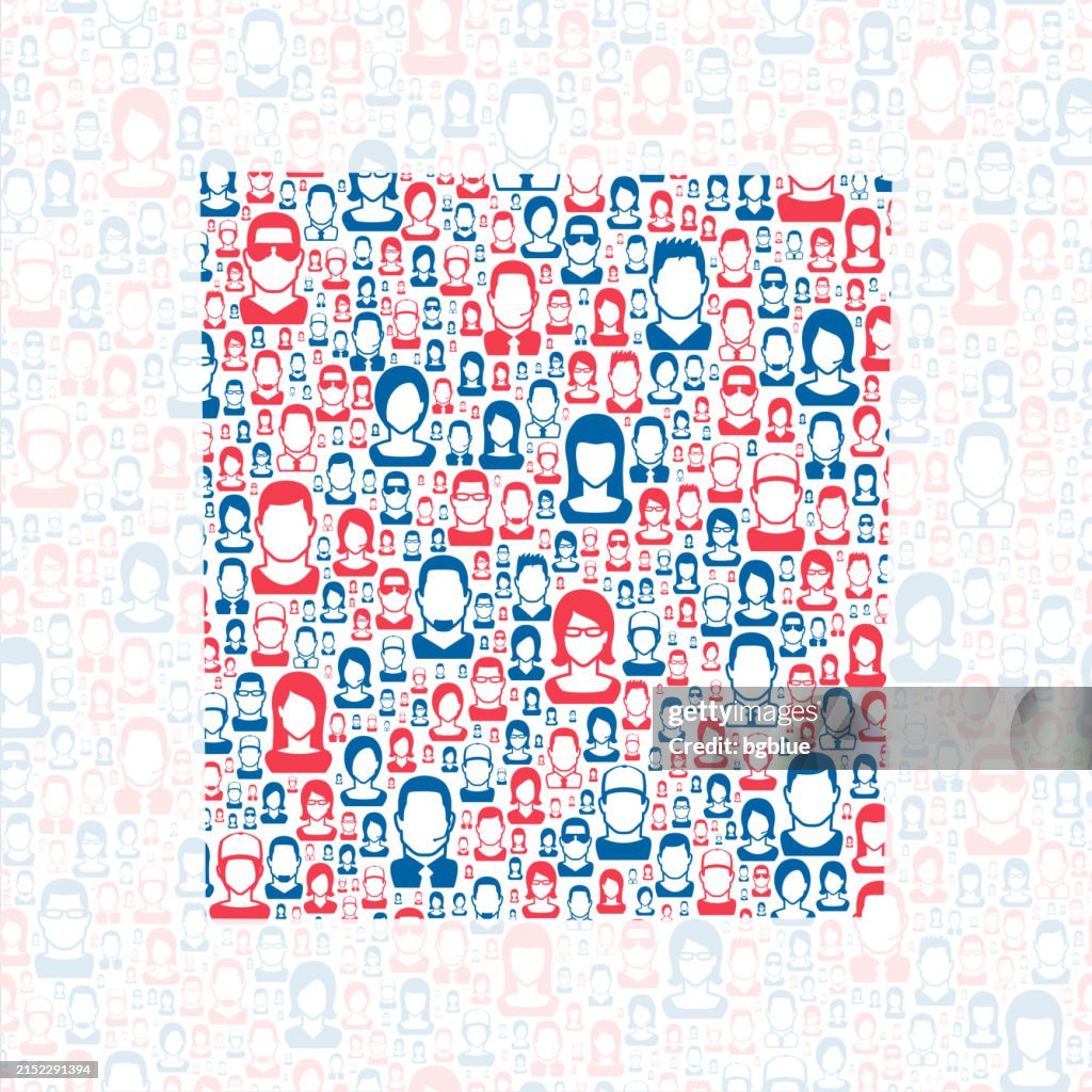 Elkhart County, Indiana. Map with blue and red People