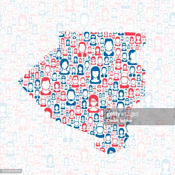 allegheny county, pennsylvania. map with blue and red people - pittsburgh stock illustrations