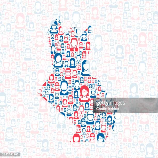 strafford county, new hampshire. map with blue and red people - dover new hampshire stock illustrations