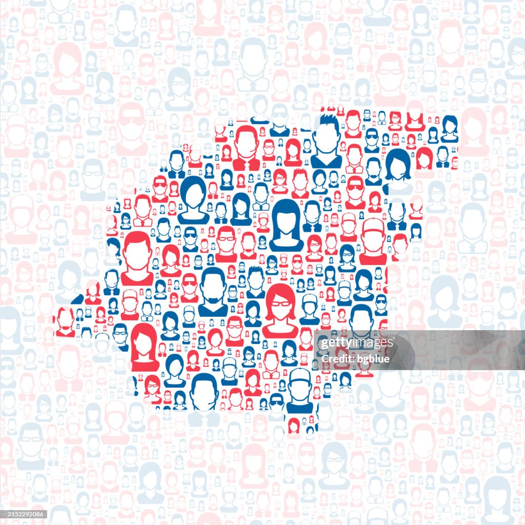 Calhoun County, Alabama. Map with blue and red People